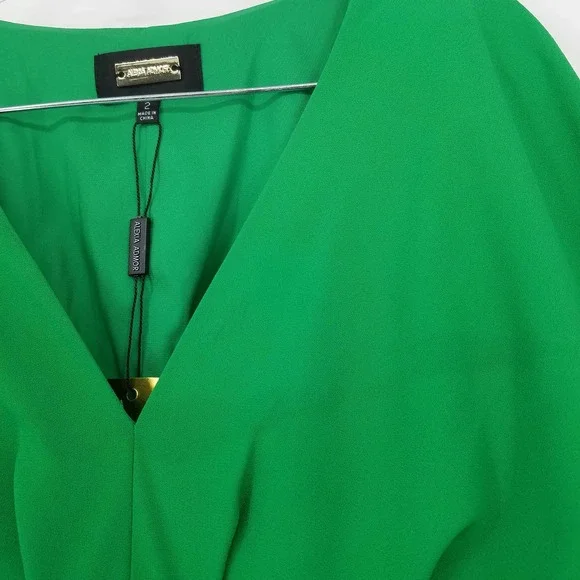 Alexia Admor August Draped Midi Fit & Flare Dress in Green Size 2 NEW WITH TAGS - Picture 8 of 8